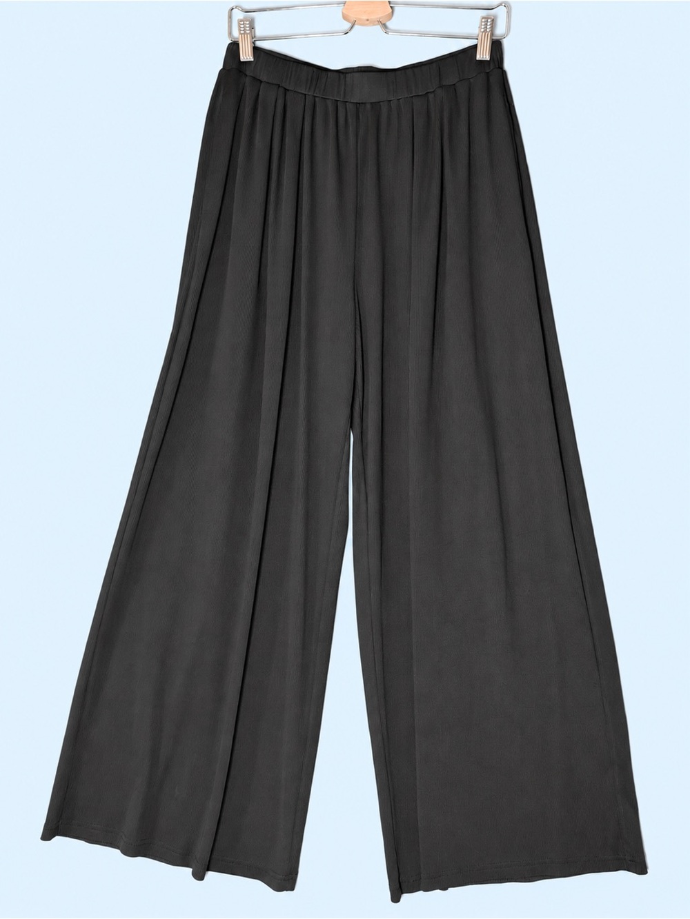 🖤 CIDER Black Ribbed Wide-Leg Pants | XL | Side Pockets